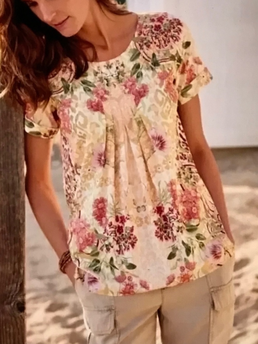 SOFT SURROUNDINGS Botanical Floral Animal Print Blouse Women’s Plus Size 1X